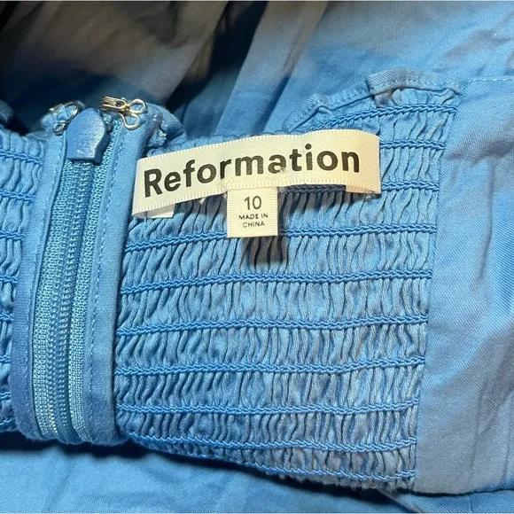 Reformation Jaxley Top Azure Blue Shirt - Picture 4 of 5